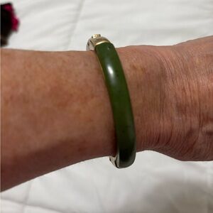 CAbi Green and Gold Jasper Bangle Bracelet